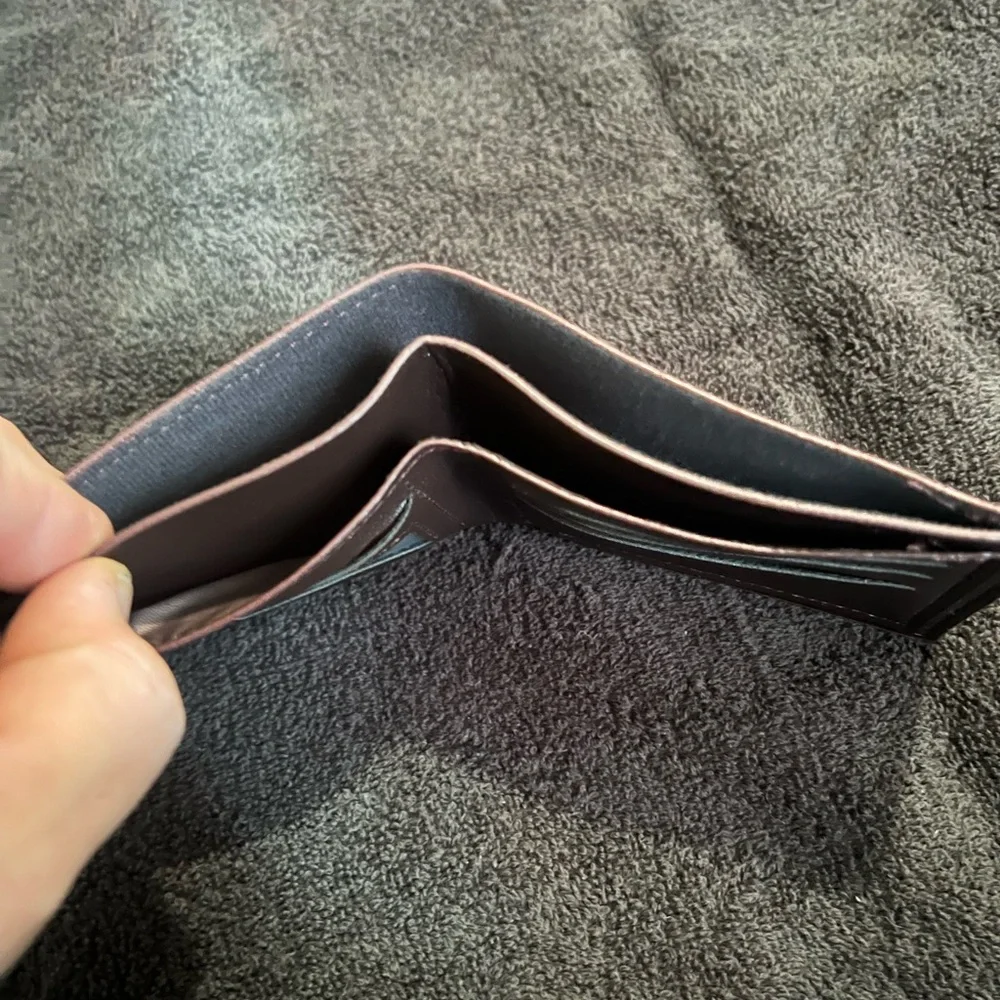 Brown Leather Double Billfold Wallet